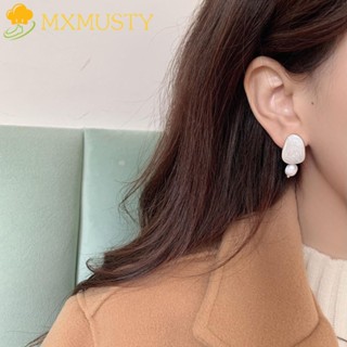 Mxmusty เครื่องประดับต่างหูห้อยจี้ไข่มุกสีทองหลากสีสําหรับผู้หญิง S925