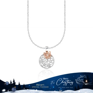 Aevari Butterfly on Flowers Necklace Sterling Silver 925 with White CZ and 2 Tone Plated