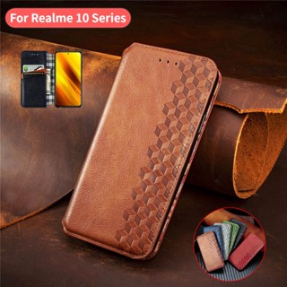 เคสโทรศัพท์หนังแข็ง ฝาพับ พร้อมช่องใส่บัตร สไตล์วินเทจ หรูหรา สําหรับ Realme 11 9 10 Pro Plus i 4G 5G 2022