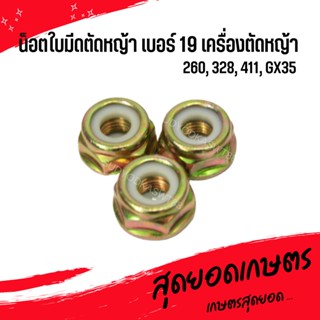 น็อตใบมีดตัดหญ้า เบอร์ 19 เครื่องตัดหญ้า 441,328,260,GX35 (อย่างดี)