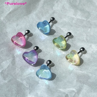 Purelove&gt; ใหม่ ต่างหูสตั๊ด รูปหัวใจ ประดับเพทาย คริสตัล สีแคนดี้ หลากสี เครื่องประดับ สําหรับผู้หญิง นักเรียน