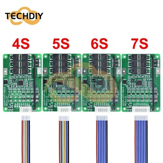 บอร์ดป้องกันเครื่องชาร์จแบตเตอรี่ลิเธียม Li-ion 4S 5S 6S 7S BMS 16.8V 21V 20A 18650