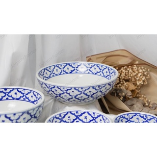 Thai pattern bowl ชามลายสับปะรด ขนาด 9  นิ้ว เซรามิกสามารถเข้าไมโครเวฟเเละเข้าเครื่องล้างจานได้ สินค้าพร้อมส่งในไทย