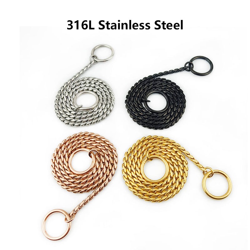316l งู P โซ่สุนัข Choke Collar สแตนเลสลูกสุนัขสัตว์เลี้ยงแสดงสแตนเลส Slip Choker Collar Chain