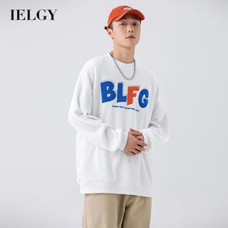 Ielgy เสื้อคอกลม ลายวาฟเฟิล สไตล์ฮ่องกง สําหรับผู้ชาย