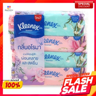 คลีเน็กซ์ กระดาษเช็ดหน้า รุ่นเซนเท็ด ซอฟบ็อกซ์ 110 แผ่น แพ็ค 4Kleenex Sented Softbox Facial Tissue 110 Sheets Pack 4