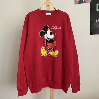 VELVA SHEEN THE WALT DISNEY สเวตเตอร์คอกลมงานสกรีนลาย MICKEY MOUSE Vintage 80s