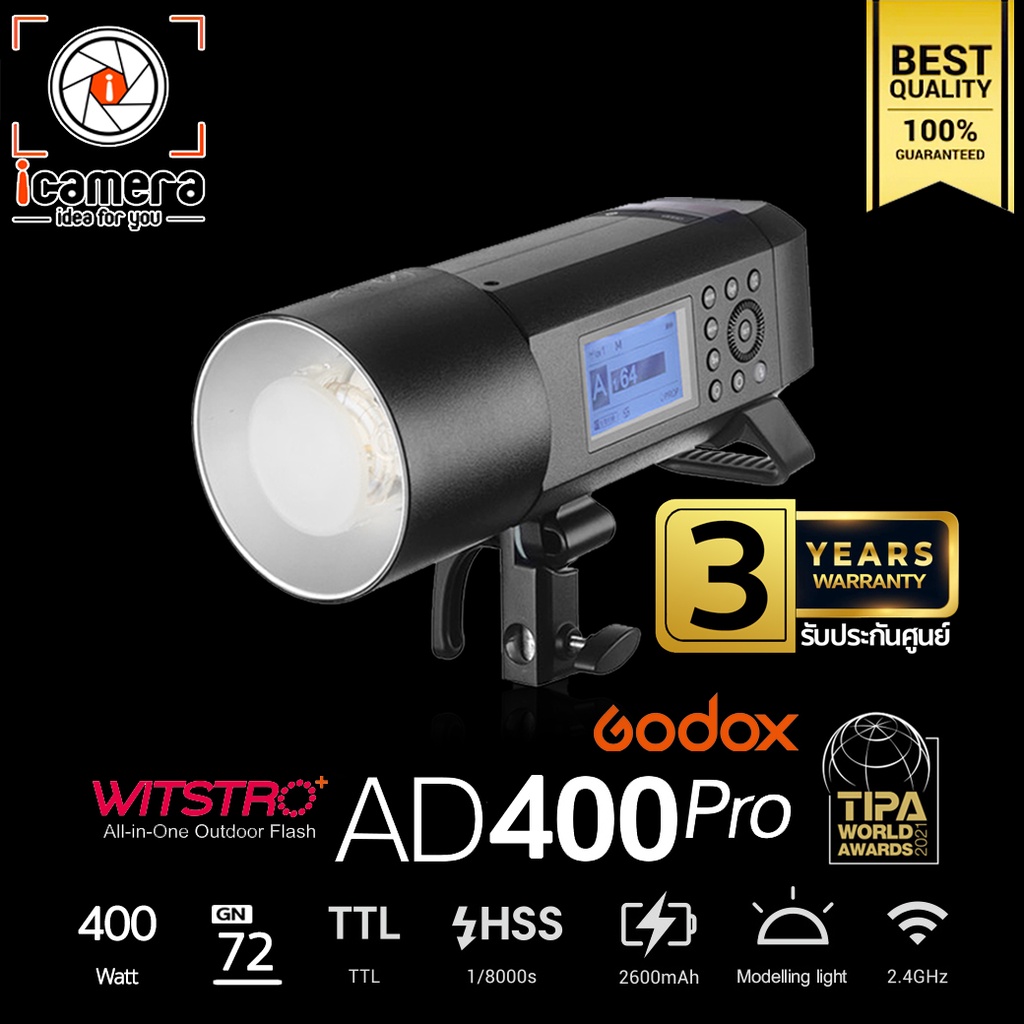 Testa Flash Esterna Godox H400P Per AD400Pro – Attacco Godox, Con Cavo E Impugnatura