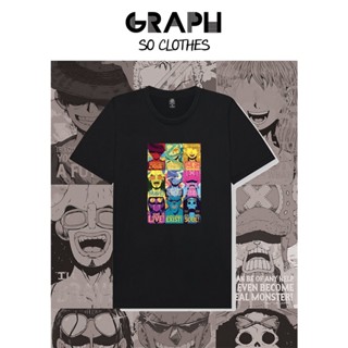 เสื้อยืด One Piece วันพีช ลายกลุ่มหมวกฟาง (สีขาวลดพิเศษ190.-)