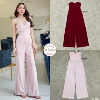 พร้อมส่ง💒jumpsuit เกาะอก สีชมพูหวาน อกชีฟอง💒bt 08-0306