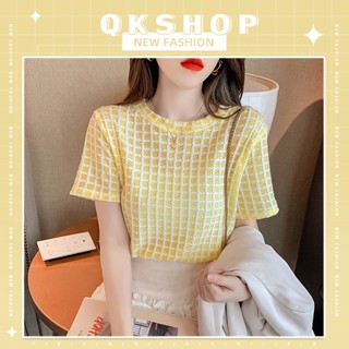 QKshop แนะนำ💥เสื้อผ้าน่ารัก เสื้อแฟชั่นผ้าริ้วแต่งลายตาราง 🦋แฟชั่นสไตล์สาวหน้าร้อน มาจัดมาตำกันได้เลย🍏เกาหลีเกาใจ