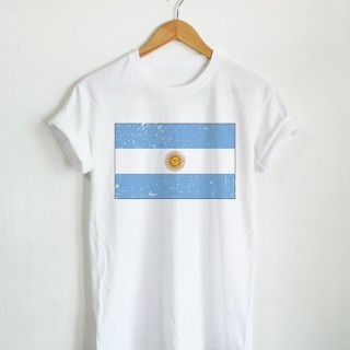 เสื้อยืดลาย ธงชาติอาร์เจนตินา ประเทศอาร์เจนตินา Argentina Flag เสื้อยืดสกรีน แขนสั้น คอกลม