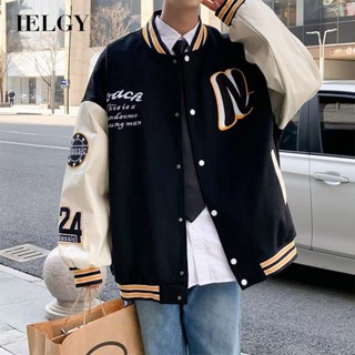 Ielgy เสื้อแจ็กเก็ตเบสบอล ทรงหลวม เข้ากับทุกการแต่งกาย สไตล์ฮ่องกง สําหรับผู้ชาย