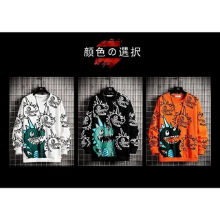 (ใหม่/พร้อมส่ง) เสื้อยืดแขนยาว เสื้อยืดคอกลม ใส่ได้ทั้งหญิงทั้งชาย รุ่นฮิตมาแรง ลายไดโนเสาร์ มี3สี รุ่นY05#