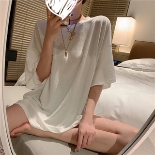 Cicishop(8990)เสื้อยืดทรง Oversize แต่งโซ่เว้าหลัง ผ้านิ่ม ใส่สบาย