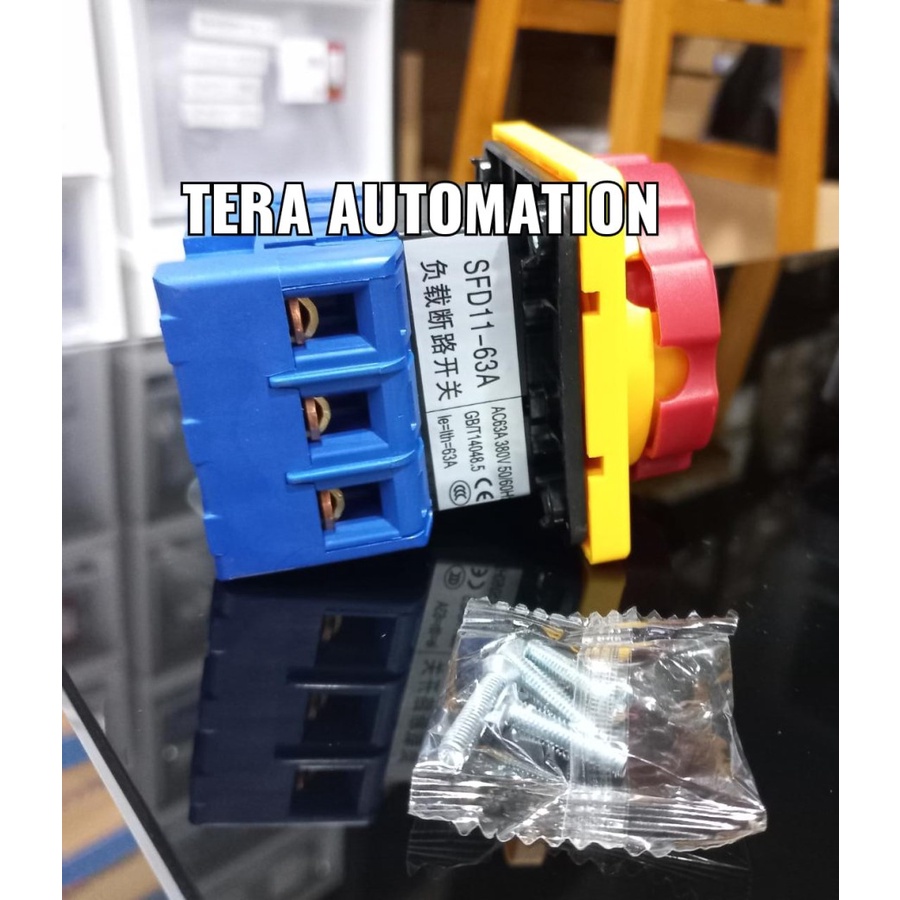 MERAH Cam Switch Selector Rotary Changeover COS 3P 64x64 GS04-63-3P 63A - สีแดงสีดํา