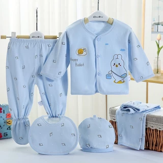Babyonline(Y139)L4 (ส่งด่วน1วัน)ชุดเซ็ตเด็กแรกเกิดลายการ์ตูน5ชิ้น ผ้าฝ้าย นิ่ม อ่อนโยนต่อผิวเด็ก เหมาะกับเด็ก0-3เดือน