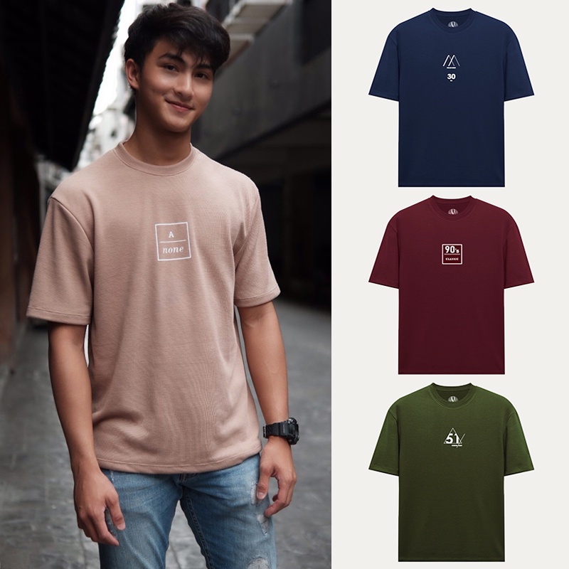 M1404 เสื้อยืดโอเวอร์ไซส์สกรีนลาย ดีเทลรูดข้างสุดเก๋