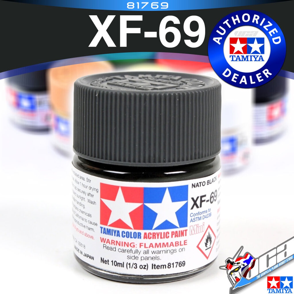 TAMIYA 81769 XF-69 XF69 FLAT NATO BLACK MATT MATTE สีดำนาโต้ ACRYLIC PAINT MINI COLOR 10ML สีอะครีลิ