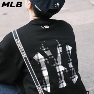 Mlb NY ของแท้ เสื้อกันหนาว คอกลม ผ้าฝ้ายแท้ สไตล์สปอร์ต แฟชั่นบอททอม สําหรับผู้ชาย และผู้หญิง