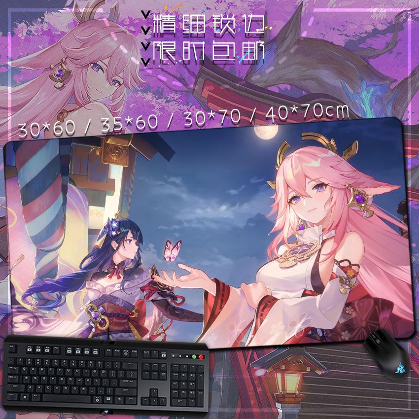 Genshin Yae Kamiko genshin genshin อะนิเมะเกมอุปกรณ์ต่อพ่วงแผ่นรองเมาส์แผ่นรองคีย์บอร์ดแผ่นรองโต๊ะ