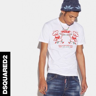 Dsquared2/d2 Power Early เสื้อยืดลําลอง แขนสั้น คอกลม พิมพ์ลาย สีขาว สําหรับผู้ชาย