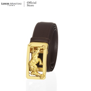 Louis Montini (Premium Leather) เข็มขัดหนังวัวเเท้ หัวออโต้เมติค รูปพยัคฆ์ CDB06