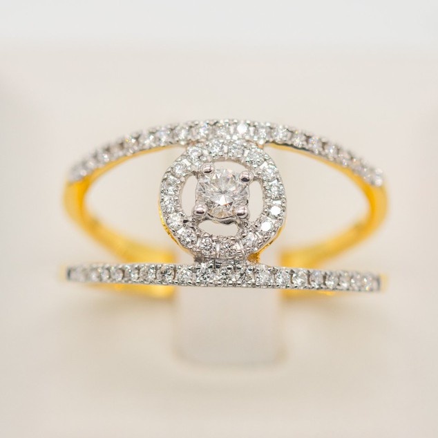 happy jewelry แหวนเพชรล้อม + แหวนแถวคู่  แหวนสวย แหวนเก๋ แหวนเท่ห์ แหวนเพชร แหวนทองเพชรแท้ ทองแท้ 37.5% ME562