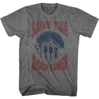 Distressed Save The Clock Tower Back To The Future Shirt เสื้อยืดผู้ชาย Tee