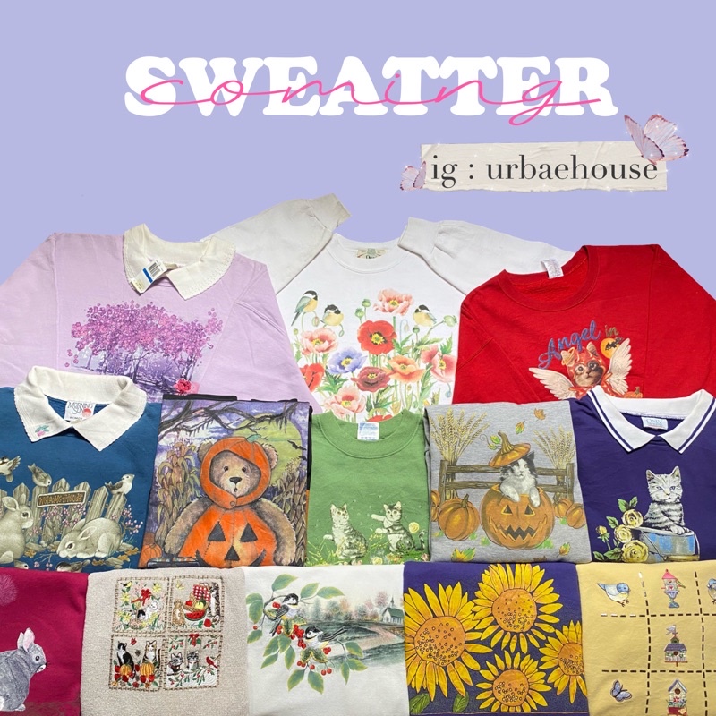 สเวตเตอร์มือสอง งานปัก สกรีน DIY ราคาถูก ‼️Update งานใหม่‼️