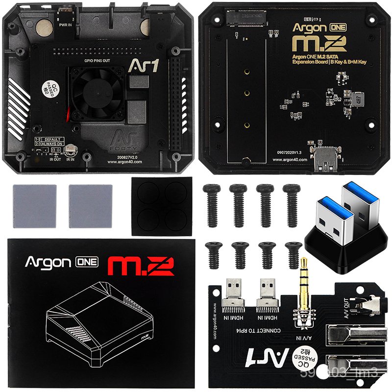 อุปกรณ์Raspberry Pi 4B Argon One M.2 Aluminum Case with M.2 SATA SSD Expansion Slot GPIO Cover Cooling Fan for Raspberry #8