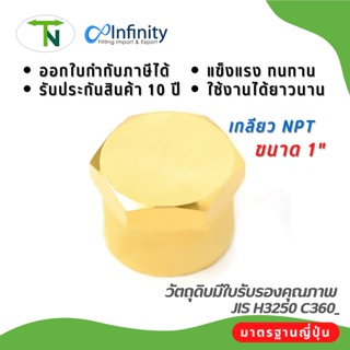 3129-16 แคพนัทประปา ทองเหลือง (เกลียว NPT) ข้อต่อลม ข้อต่อประปา ข้อต่อไฮโดรลิค ข้อต่อแก๊ส ต่อตรง ข้อต่อทองเหลือ