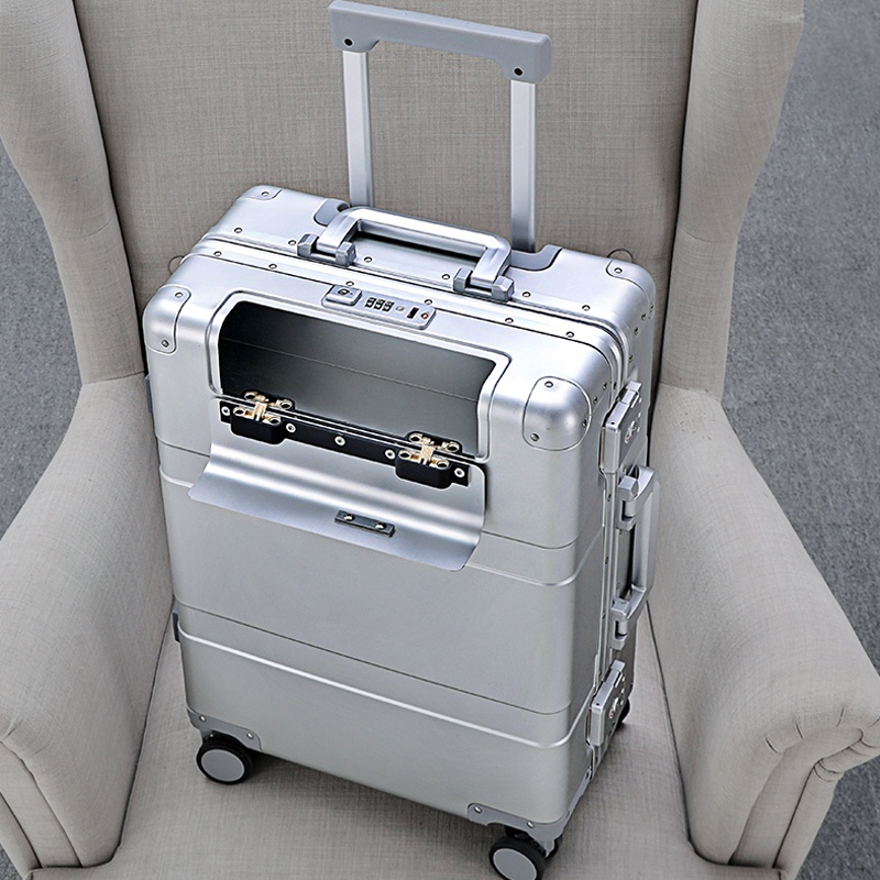 New High Grade Aluminum Travel Suitcase Spinner brand Hard Trolly Case Aluminium Rolling Luggage 20"24"26&amp;quot