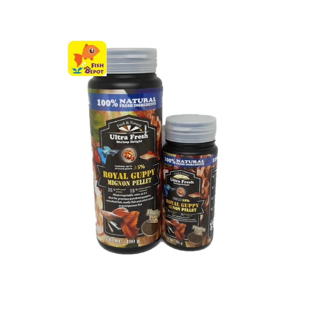 Azoo Plus Ultra Fresh Royal Guppy Mignon Pellet 53g 130g อาหารปลาพรีเมี่ยม Micro Pellet Guppy Feed
