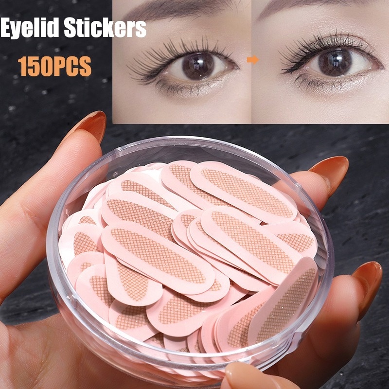 สติ๊กเกอร์ติดเปลือกตาตาข่ายระบายอากาศธรรมชาติเทปตาสองชั้นตาโตยกแถบสีเบจไม่ทําเครื่องหมายเครื่องมือตาคู่แบบมีกาวในตัว