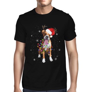 ♛เสื้อยืดผู้ชายเสื้อยืดผู้ชาย F.Christmas Dog เสื้อยืดคอตตอน 100% เสื้อยืดแขนสั้นสําหรับผู้ชาย/ sS,