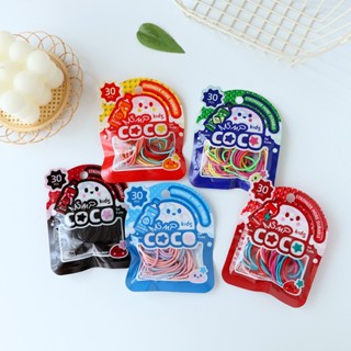 [โปรโมชั่นร้านค้าใหม่] Coco ยางรัดผม แบบหนา ขนาดเล็ก สีแคนดี้ สําหรับเด็ก 30 ชิ้น