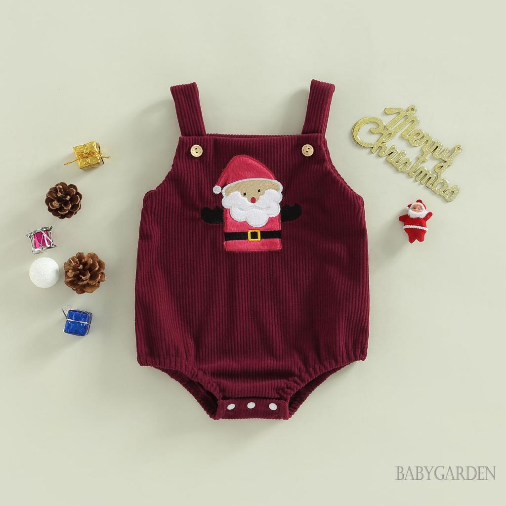 Babygarden- ชุดรอมเปอร์ บอดี้สูท แขนกุด ลายซานตาคลอส ต้นไม้ กวาง ลําลอง ใส่ได้ทุกวัน สําหรับเด็กผู้ชาย และเด็กผู้หญิง อายุ 0-18 เดือน