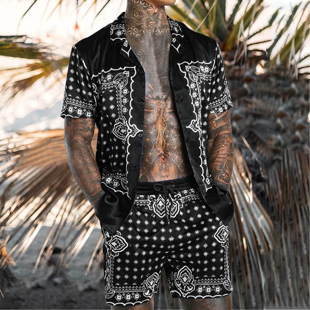 AMens Set Short Sleeve Hawaiian Shirt And Shorts Summer Casual Floral Shirt Beach Two Piece Suit 2022 New Fashion Men Se #2