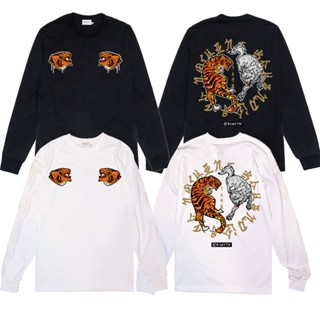 GMT188-1-2 TIGER WOLF เสื้อยืดแขนยาวสีดำ ขาว จั้มแขน