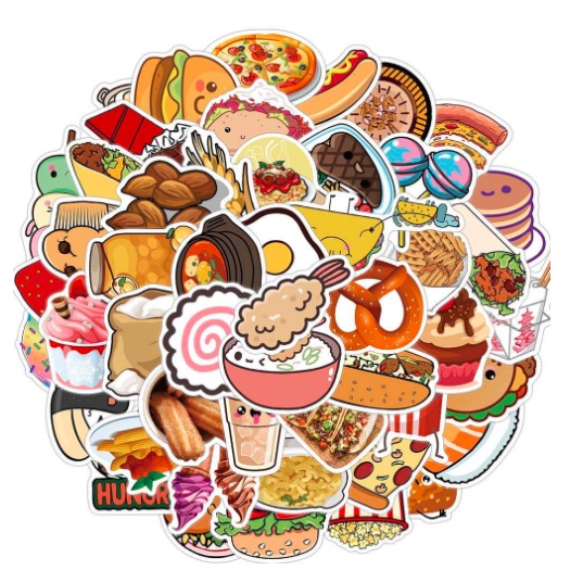 【fast delivery】50pcs Sandwich Hamburger Donut Cake Chocolate Sticker Food Series Stickers