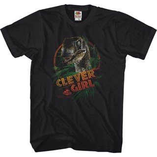 Clever Girl Jurassic Park Shirt เสื้อยืดแฟชั่น เสื้อยืดสีขาวผู้ชาย