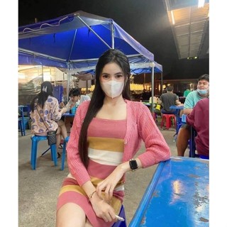 มินิเดรสสายเดี่ยวทอลายสลับสี(2ชิ้น)