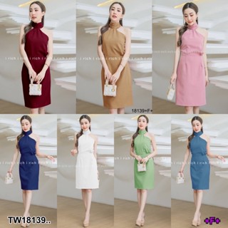 J18139 เดรสแขนกุด เว้าไหล่ Sleeveless dress, cut out at the shoulder