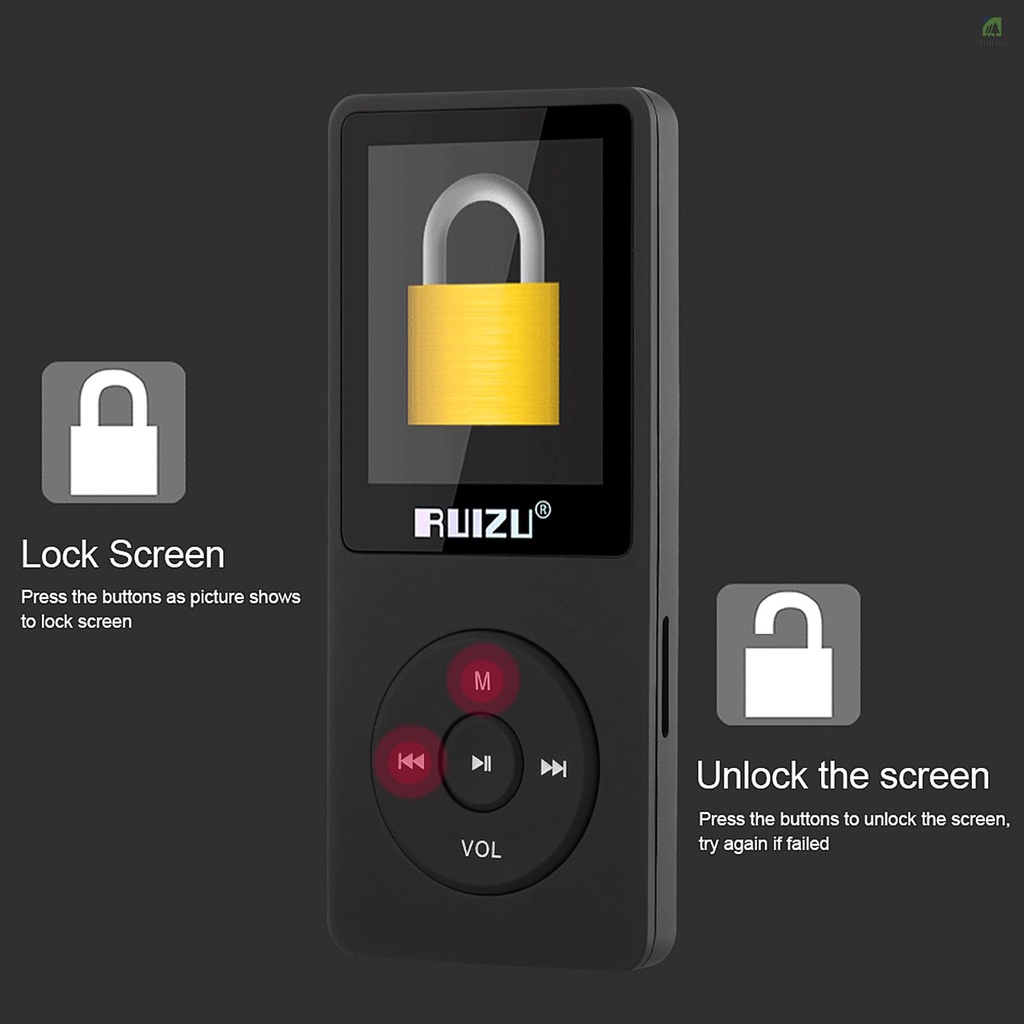 Hilith) RUIZU X02 เครื่องเล่น MP3 MP4 8GB 1.8 นิ้ว การ์ด TF วิทยุ FM บันทึก E-book เวลา ปฏิทิน