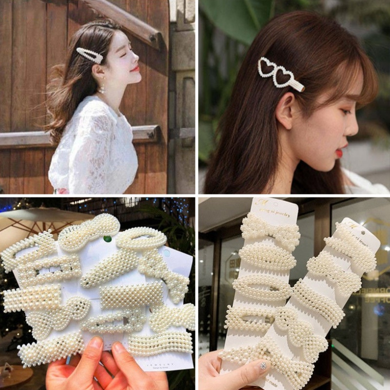 กิ๊บติดผม ประดับไข่มุก ทรงเรขาคณิต สีขาว แบบเรียบง่าย หรูหรา เครื่องประดับ แฟชั่