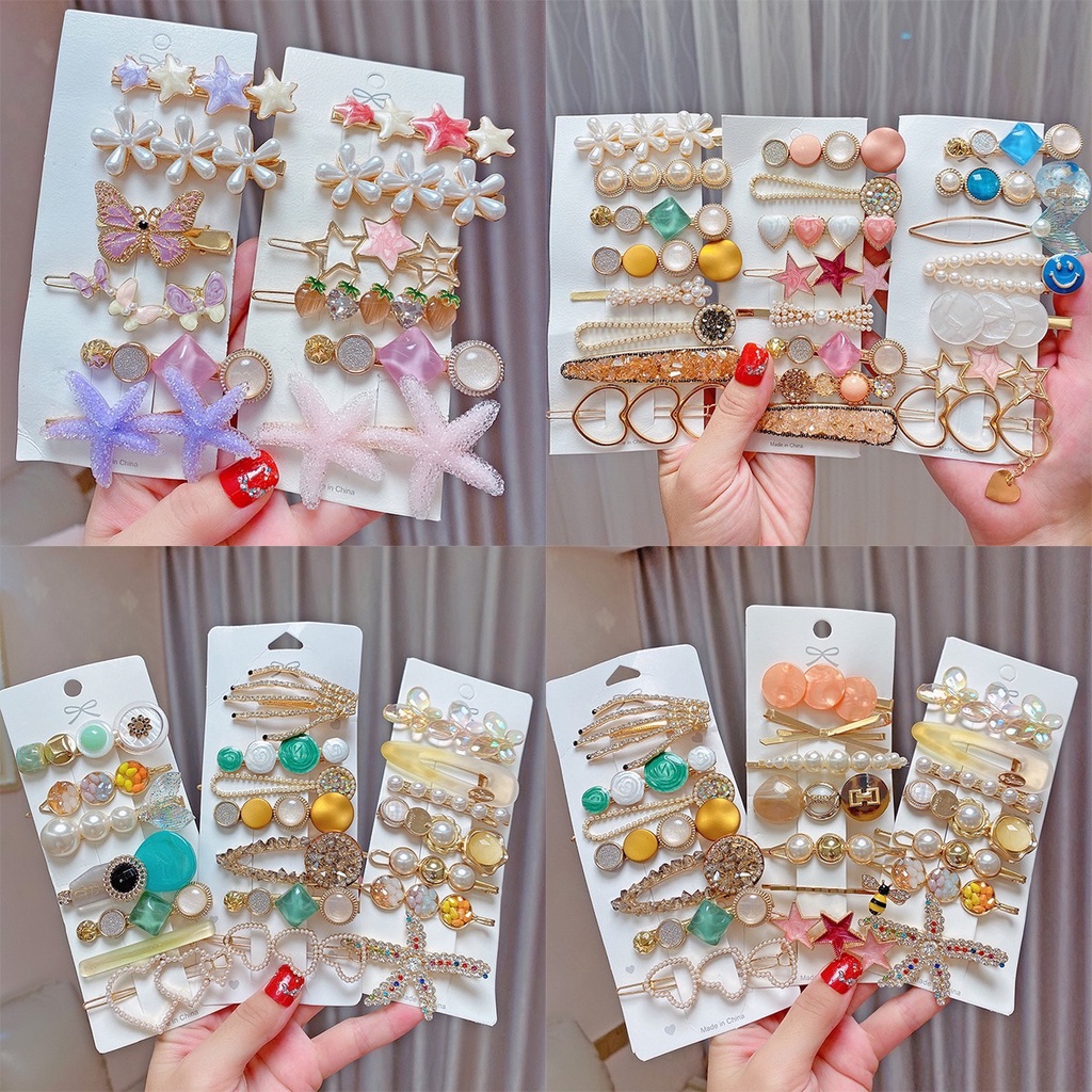 พร้อมส่ง เซตกิ๊บติดผม ประดับมุก คริสตัล เครื่องประดับผม สไตล์เกาหลี มีให้เลือก 30 แบบ
