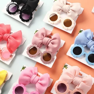 set2ชิ้น แวนตาแฟชั่น+โบว์คาดผมสำหรับเด็กอ่อน[MamaChom BabyShop]