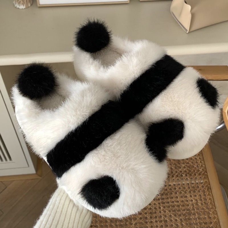 พร้อมส่ง🐼 รองเท้า แพนด้า Slipper สลิปเปอร์ขนนุ่ม 49003