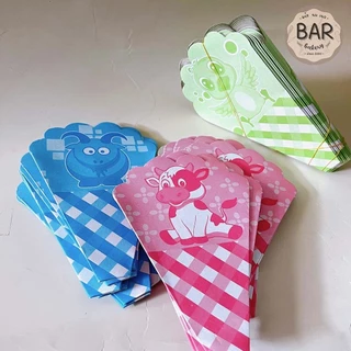 ซองเครปกระดาษพิมพ์สี/พิมพ์การ์ตูน/พิมพ์เสีย แพ็ค 100 ใบ Crepe Triangle Bag ลายน่ารักเตาเครป 12/14/16